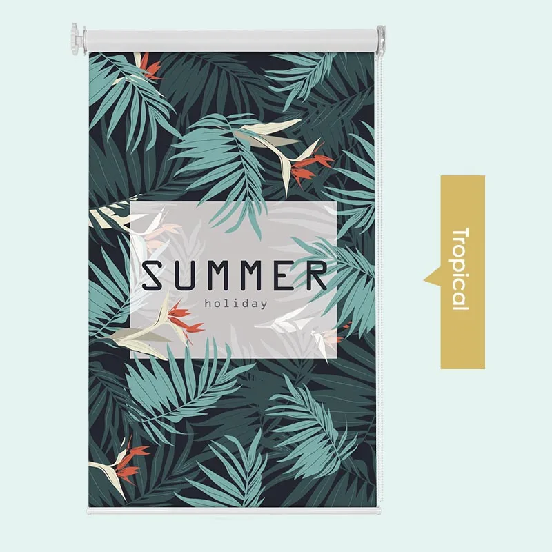 Tropical Не прилипает, не давит, подставка для мультфильм рулонные шторы 50%~ затенения ставка изготовление размеров под заказ для мальчиков и девочек детская комната автомобиля рулонные жалюзи с принтом внутри крепление - Цвет: Tropical