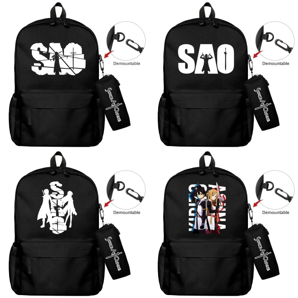 

Sword Art Online Nylon Backpack Pencil Case 2pcs/set Boys Girls Bookbag Casual Student Travel Schoolbag Laptop Bag Rucksack