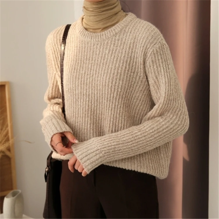 Colorfaith New 2019 Autumn Winter Women's Sweaters Knitting O-Neck Fashionable Minimalist Tops Korean Style Loose Ladies SW5089 | Женская