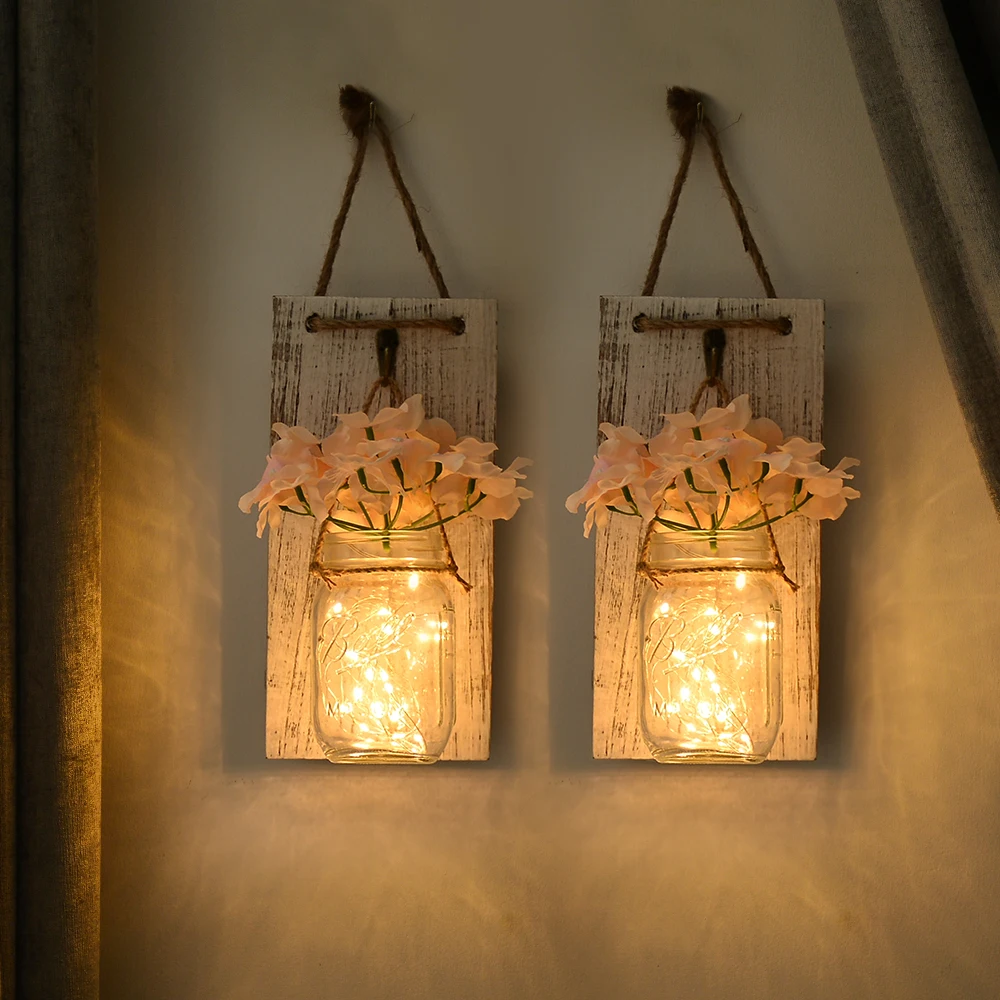 Настенный светильник белая деревянная доска каменная банка бра обновленная