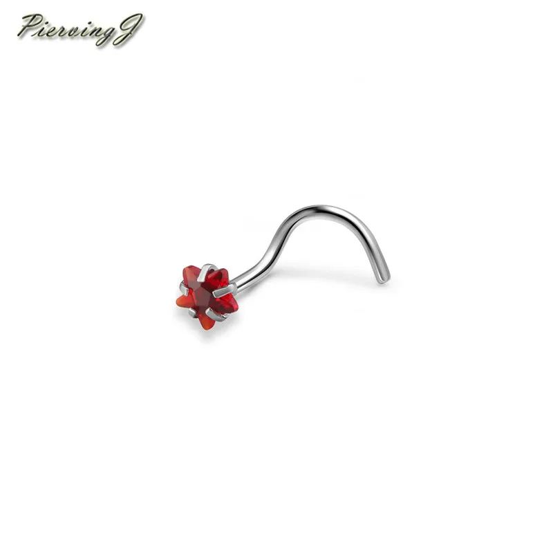 PiercingJ нержавеющая сталь 20Ga нос шпильки с 3 мм кубического циркония звезды модные