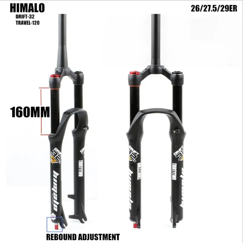 Пневматическая вилка HIMALO для путешествий Подвеска MTB 160 мм 26 27 5 29er регулировка