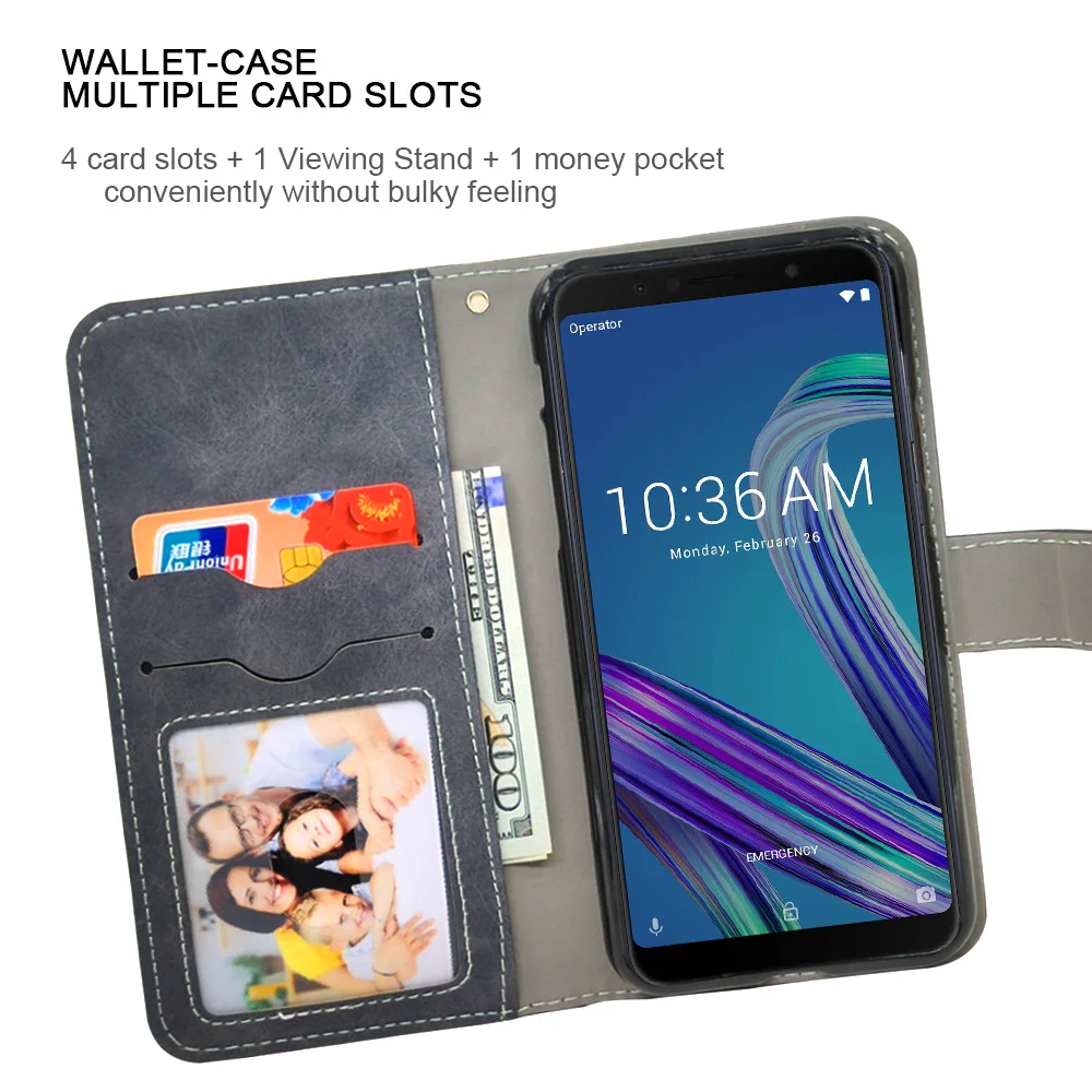 Винтажный кожаный чехол-книжка для ASUS ZenFone Max M1, роскошный чехол-кошелек из ТПУ для ASUS ZB555KL ZB556KL, чехол для телефона
