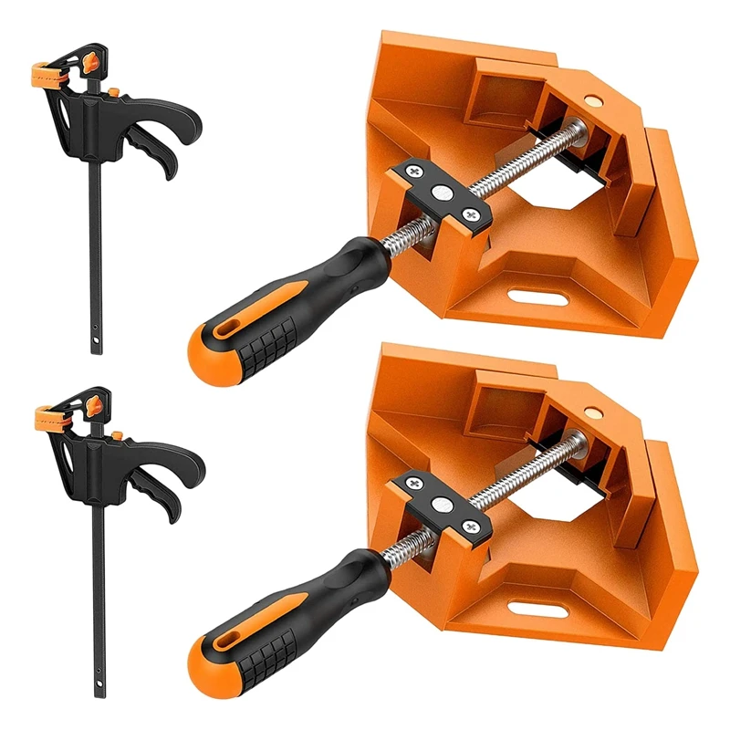 

Hot 4Pcs Angle Clips, 90 Degree Right Angle Clip With F Clip Suitable For Woodworking, Carpenter, Welding, Photo Frame Clamp