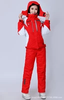 ski suit women winter thicken ski wear waterproof sportwear snowboard set strap pants snow jacket and pants female