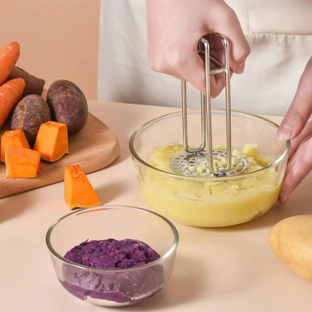 

Stainless Steel Potato Masher Household Food Fruit Vegetable Mashed Potatoes Maker Kitchen Garlic Machine Potato Masher Tool