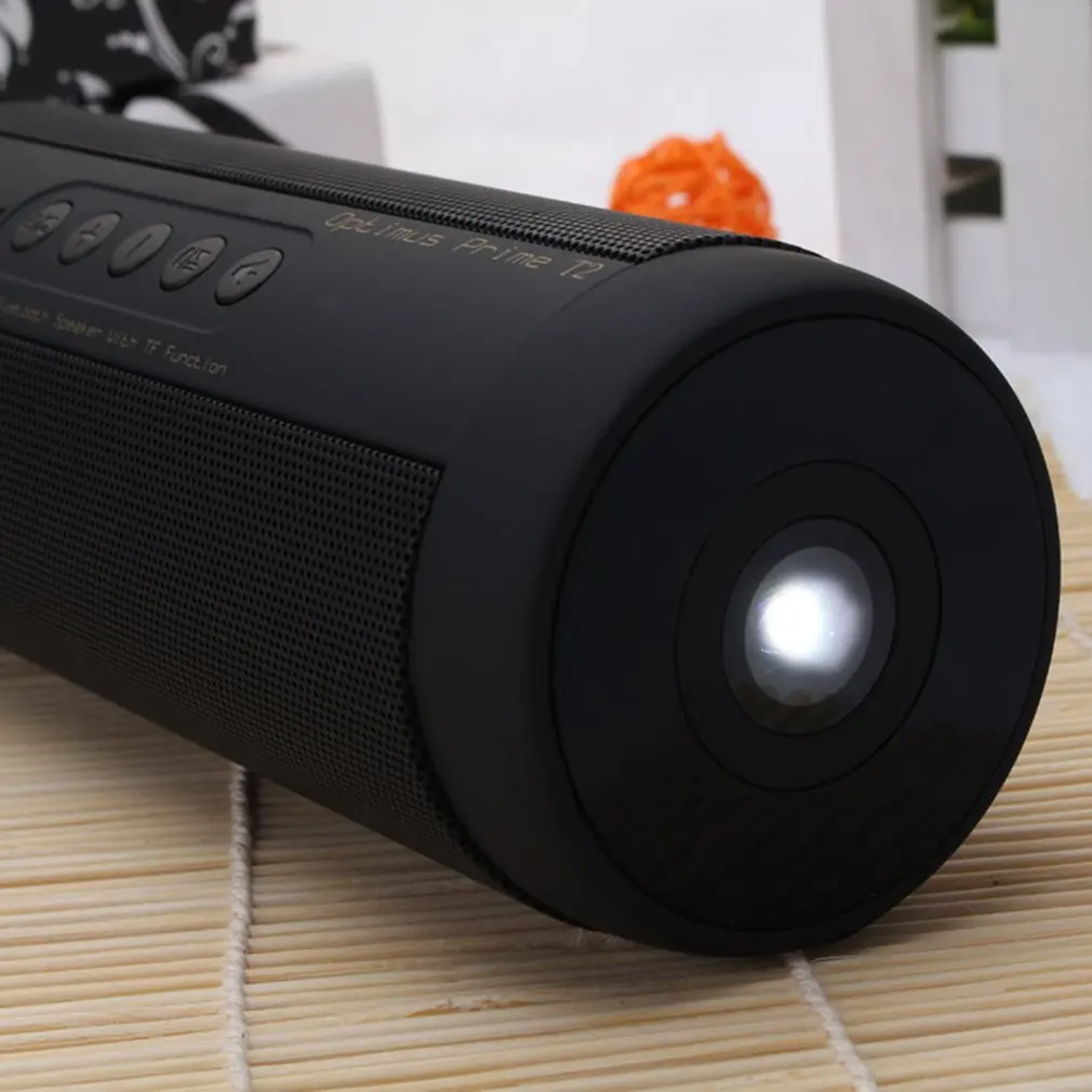 

T2 Bluetooth Music Bass Speaker Waterproof Portable Outdoor LED Wireless Column Loudspeaker Support TF Card FM Radio Aux Input