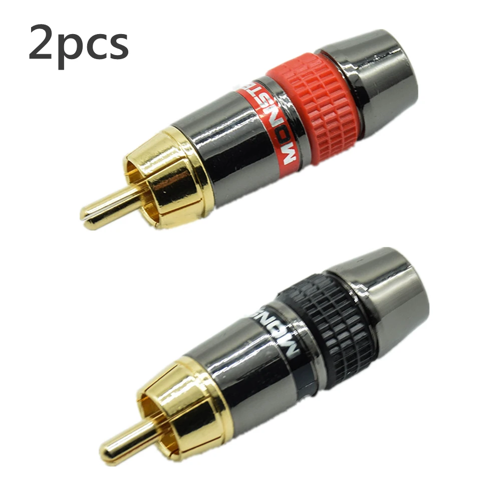 

2Pcs/1Pair Red Black RCA Gold Plated Pure Copper Zinc Alloy Monster Banana Plug Connector Audio Power Speaker Plugs Connector