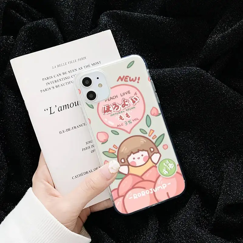 

Cute girl snacks comics Phone Case Transparent for iPhone 6 7 8 11 12 s mini pro X XS XR MAX Plus cover funda shell