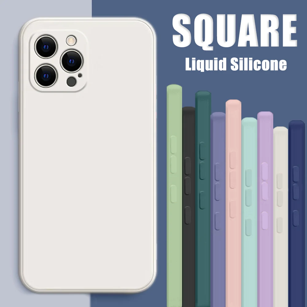 Оригинальный квадратный чехол из жидкого силикона для iPhone 13 12 11 Pro Max Mini 8 7 6 6S Plus SE