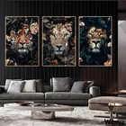 Картина на холсте, искусство на стену, искусство, тигр, слон, лось, орангутан, животные в цветах, картина, Современная классическая декоративная картина