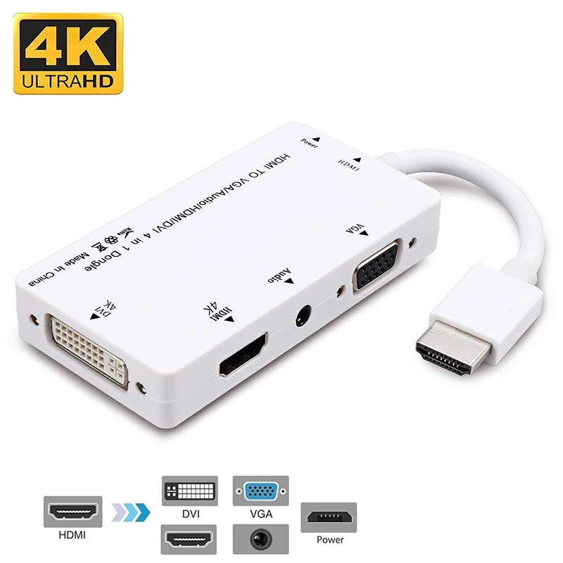HDMI к VGA DVI адаптер 3-в-1 Многофункциональный Аудио USB конвертер для компьютера ПК