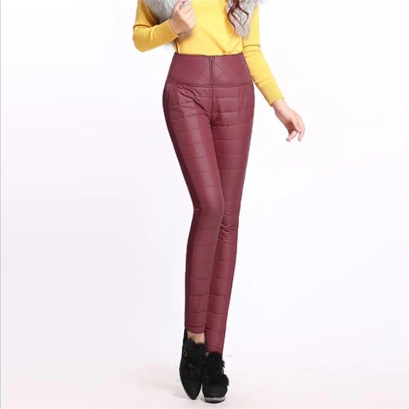 

Clearance Price Winter Women's Down Trousers Female Double Faced Thickening Down Pants Slim Thin 5 Colors 0365