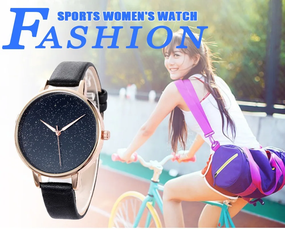 

2021 Simple and Fashionable Women's Watch Women's Starry Sky Leather Strap Stainless Steel Sports Women's Watch