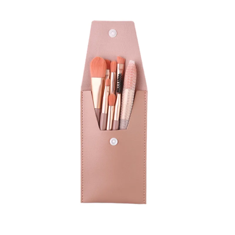 8pcs Mini makeup brushes with matte wooden handle portable soft hair makeup brush set beauty tools images - 6