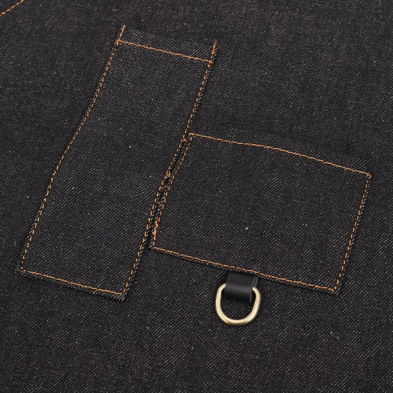 

Aprons Denim Leather Simple Uniform Unisex Adult Jeans Aprons For Woman Men Male Lady'S Kitchen Barber Cooking Pinafores
