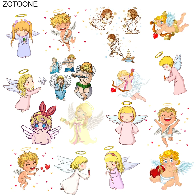 

ZOTOONE Cute Cupid Angel Boys and Girls Patch Ironing Heat Transfer for Clothing Iron on Transfer T-shirt DIY Heart Stickers O