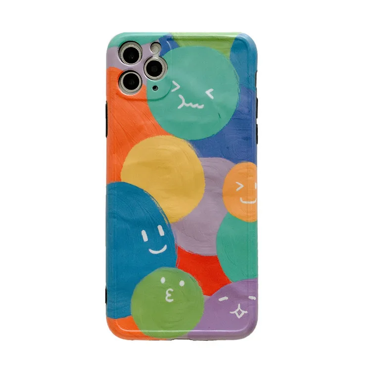 

Colorful balloons smile oil painting Phone Case For iPhone 11 Pro Max case Cute cover For iPhone XS Max XR X 7 8 Plus 7Plus Case