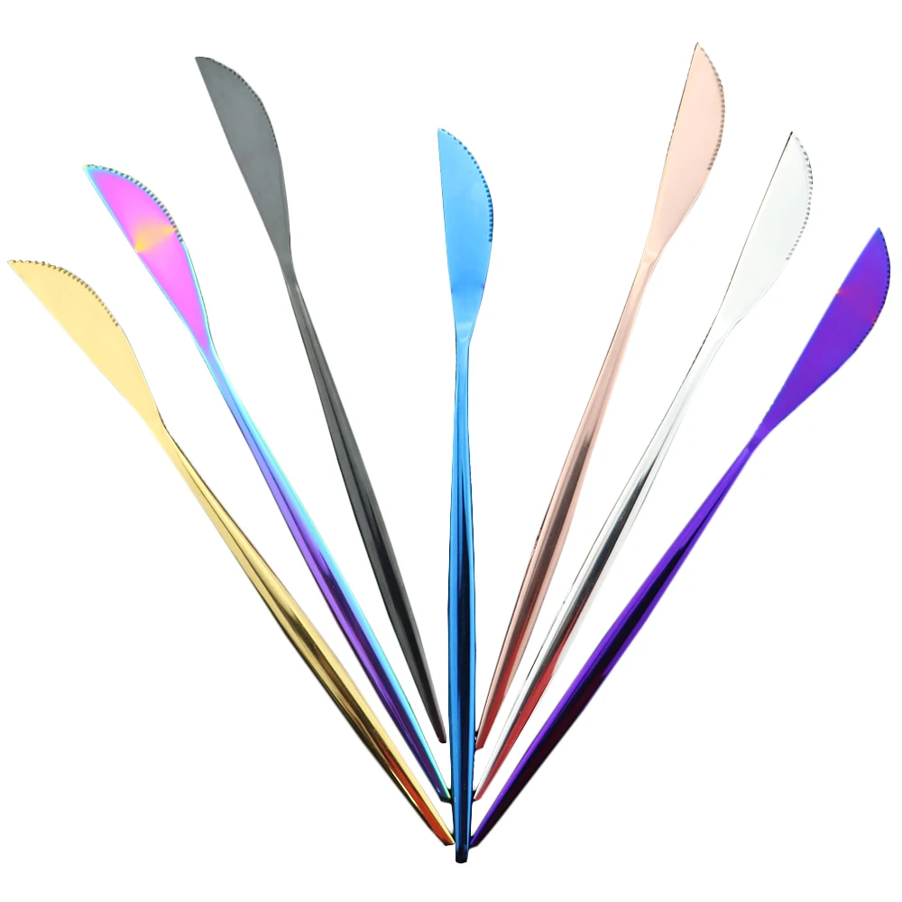 8 шт. набор обеденных ножей Радужный столовых приборов 18/10 из нержавеющей стали