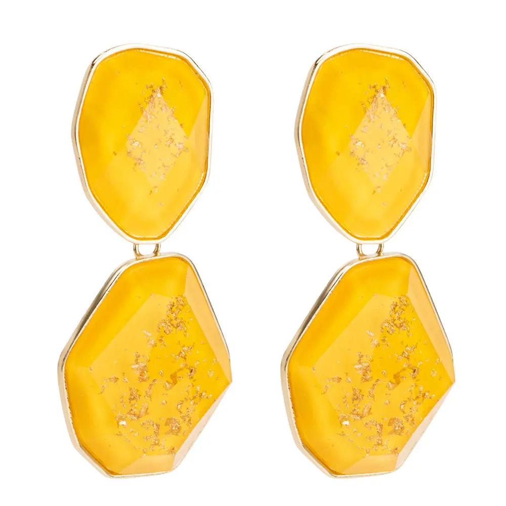 yellow LUBOV, 5 цветов, геометрические висячие серьги с кристаллами, золотой цвет, металлическая оправа, серьги для женщин, подарок на день рождения, вечерние ювелирные изделия - Окраска металла: yellow