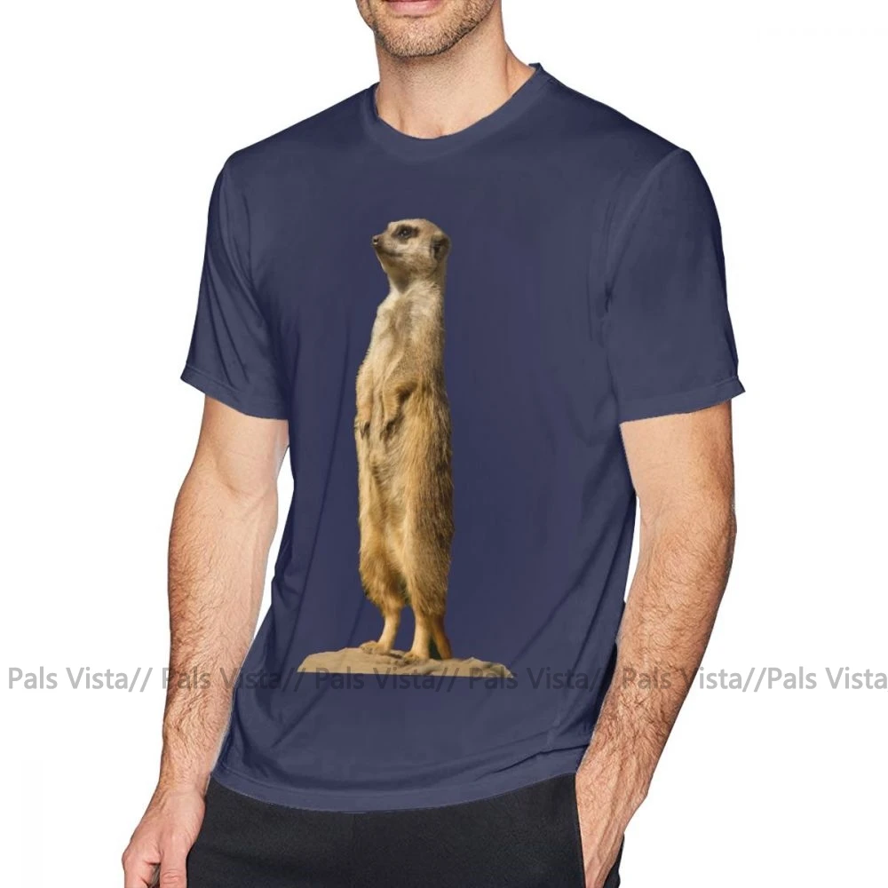 Футболка Meerkat, футболка Meerkat, 100 хлопок, потрясающая футболка, Мужская футболка с принтом, большой размер, короткий рукав, Пляжная футболка - Цвет: Тёмно-синий