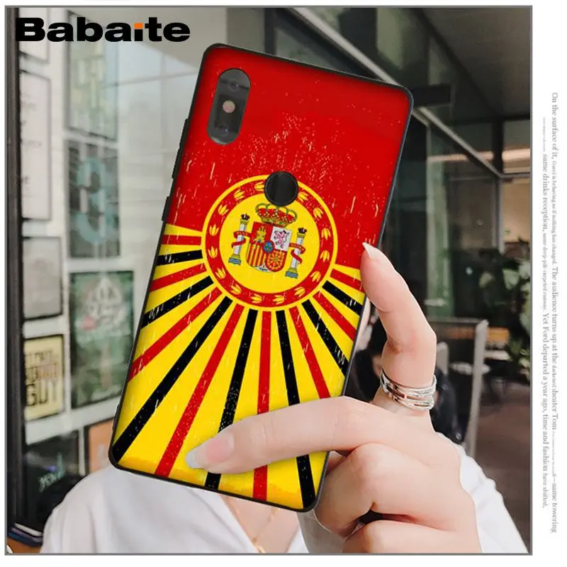 Черный силиконовый чехол Babaite из ТПУ с испанским флагом для телефона Xiaomi Mi 6 8 SE Note 3