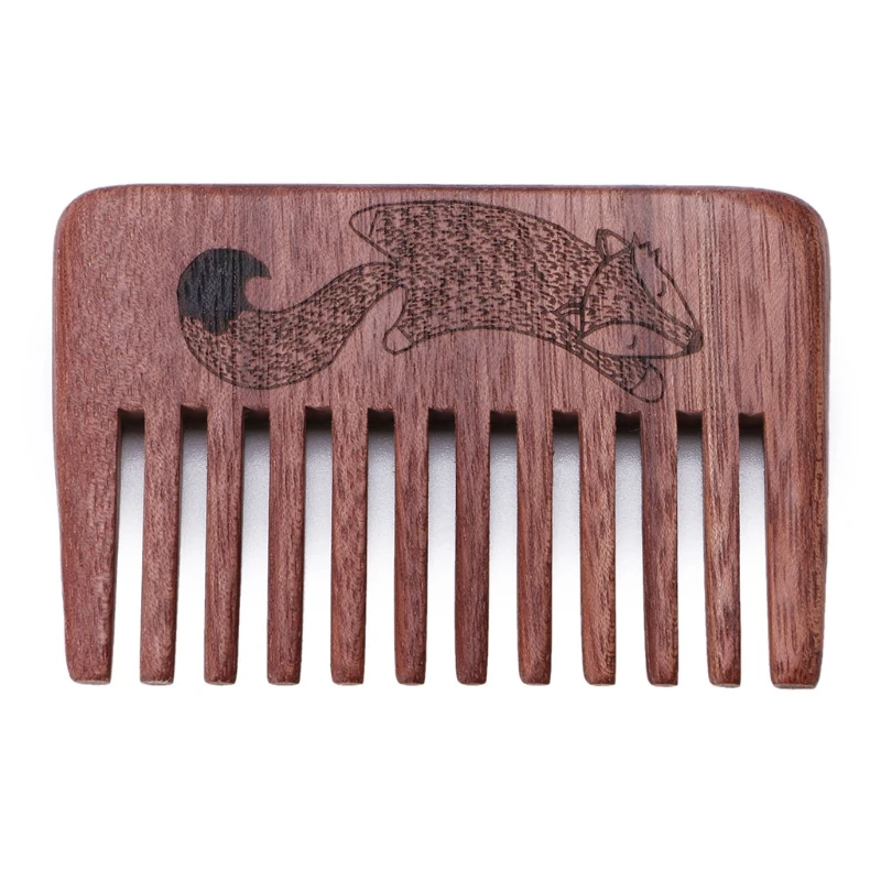 

1pc Wood Comb Wide Tooth Beard Comb Pocket Size Anti-static Massage Hair Care