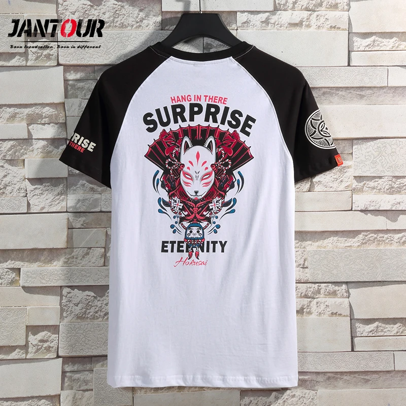 

Jantour Harajuku Embroidery Japan Style Cartoon T-Shirts Men Casual Short Sleeve Top Tees Hip Hop Streetwear Tshirts Size 4XL