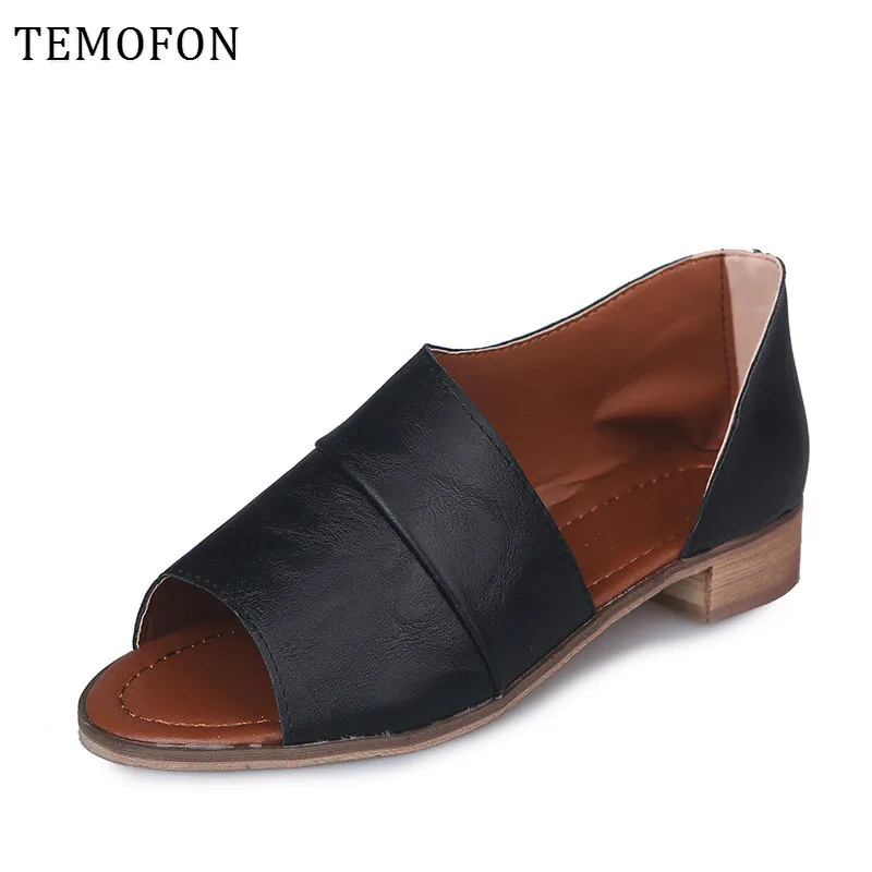 TEMOFON/женские летние босоножки Женская обувь на низком каблуке Леопардовые