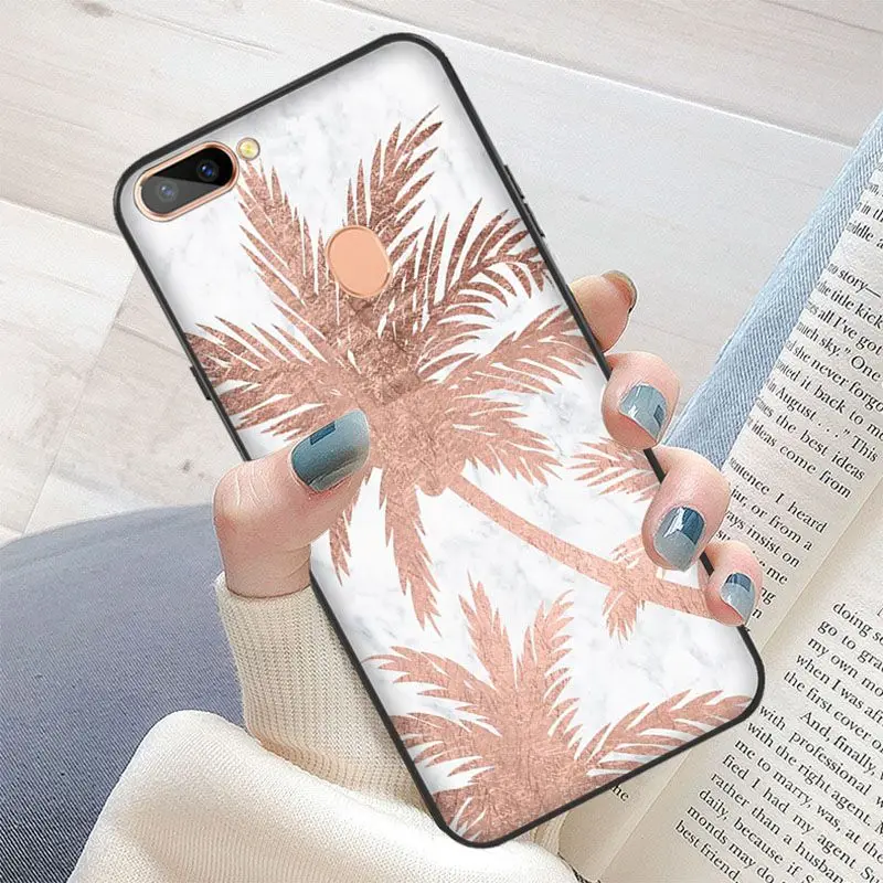 Цвет: розовый золотистый Роза с блестками принтом силиконовая Черная защитная