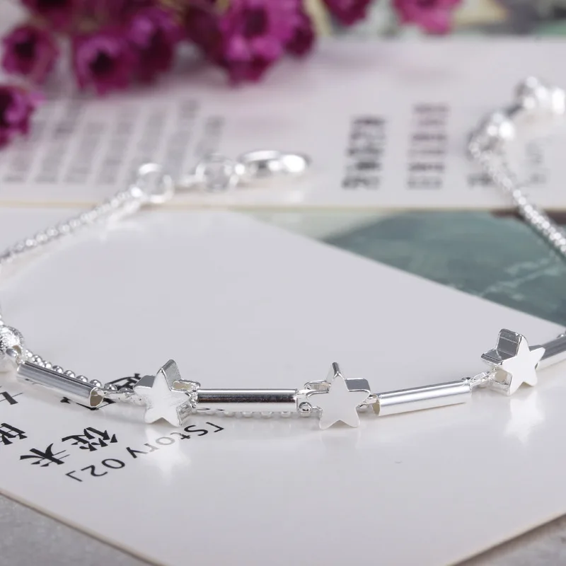 925 стерлингового серебра двухслойные звезды браслеты для женщин элегантная