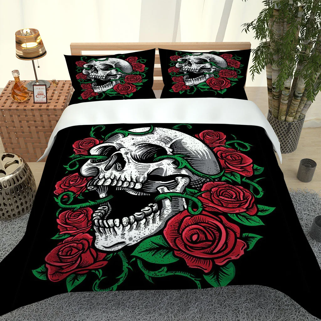 

2020 Hot Style Bedding Set 3d Digital skull Pattern 2/3pcs Duvet Cover Set Single Twin Double Full Queen King Bedding