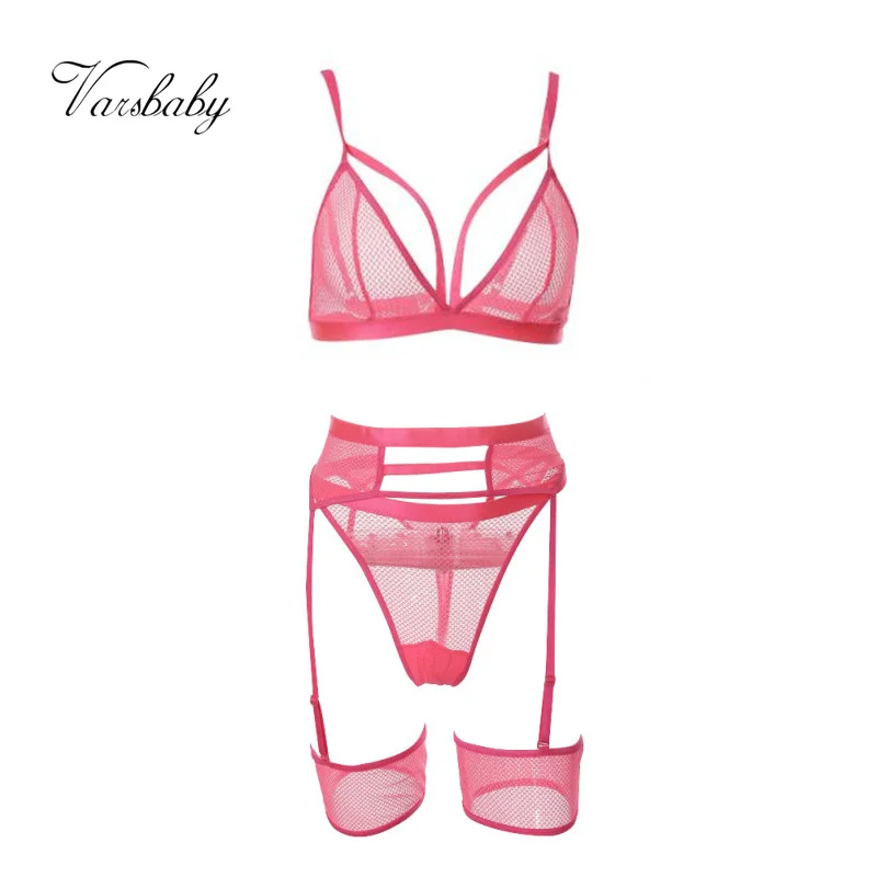 Varsbaby Comfortable soft lace ultra-thin sexy female three-piece suit