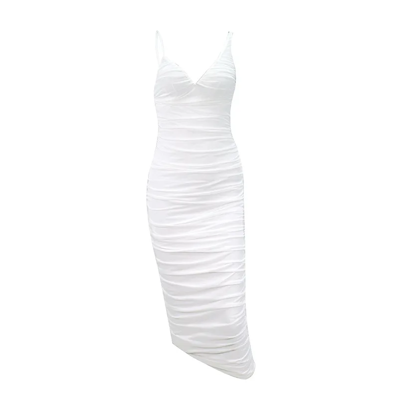 

Summer evening dress 2021 mini ladies sexy white dress suspenders fashion nude chest corset tight dress