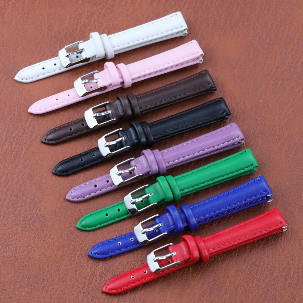 

10-24 mm Watch Band Fashion Colorful Women Watches Band Genuine Leather Kids Watch Strap Purple belt Watchband Accessories