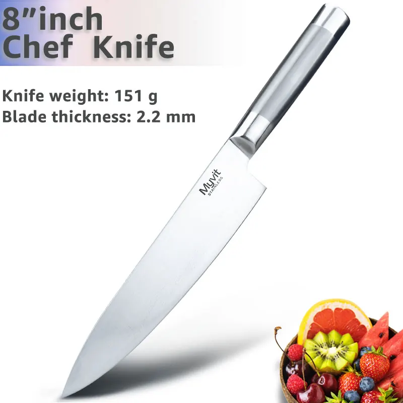 8 inch Chef Knife Набор ножей из нержавеющей стали, японский 7CR17 440C, высокоуглеродистая Нержавеющая сталь, нож для нарезки хлеба, нож для шеф-повара - Цвет: 8 inch Chef Knife