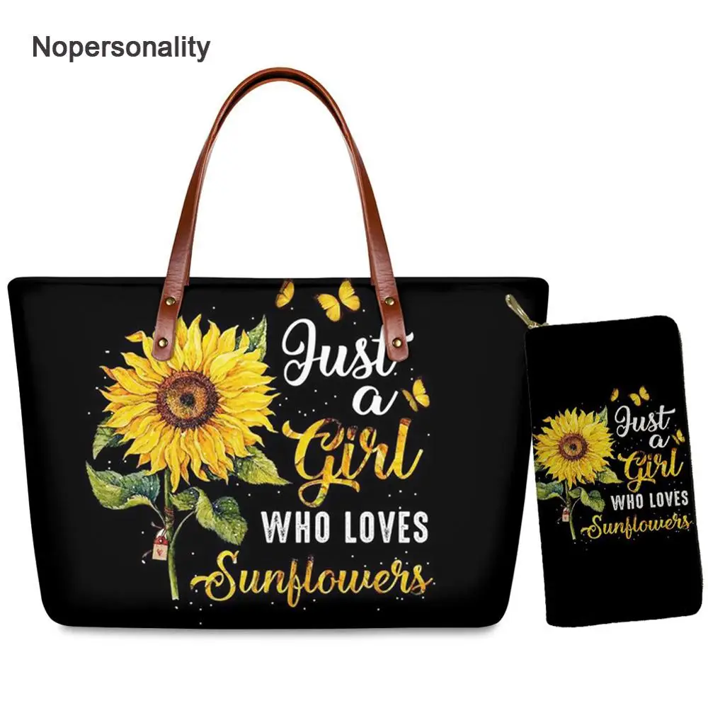 

Nopersonality с принтом «You Are My Sunshine печати Для женщин сумки из натуральной кожи черного цвета с принтом в виде подсолнухов сумка для леди мешок бо...
