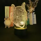 Люминесцентная лампа с умным управлением телефоном, настольная лампа с 3D головой волка в стиле аниме, милый светильник для офиса с питанием от батарейки