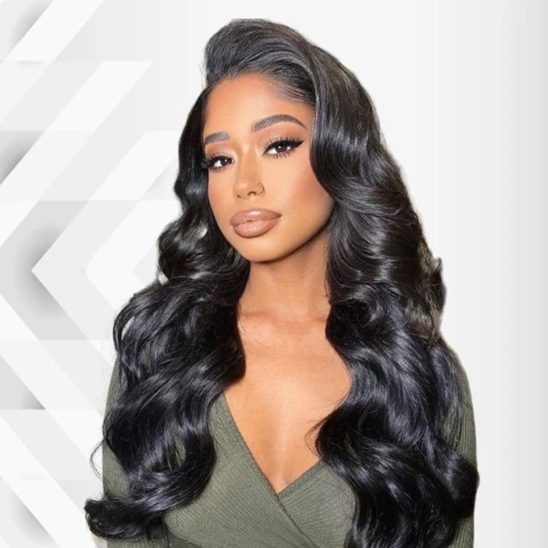 

AIMEYA Black Long Body Wave Wig Free Part Synthetic Lace Front Wigs for Women Pre Plucked Natural Hairline Wig Daily Use