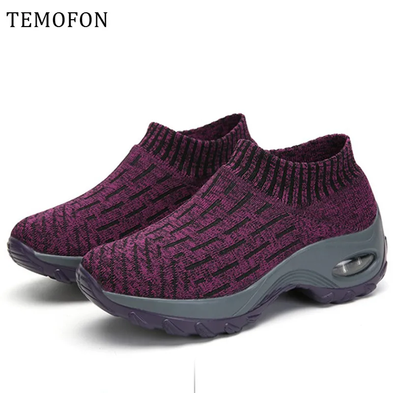 Женские сетчатые кроссовки TEMOFON дышащие на вулканизированной платформе