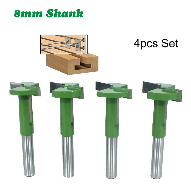 

4PC/Set 8MM Shank Milling Cutter Wood Carving T-Slot Router Bit Straight Edge Slotting Milling Cutter Cutting Woodworking Handle