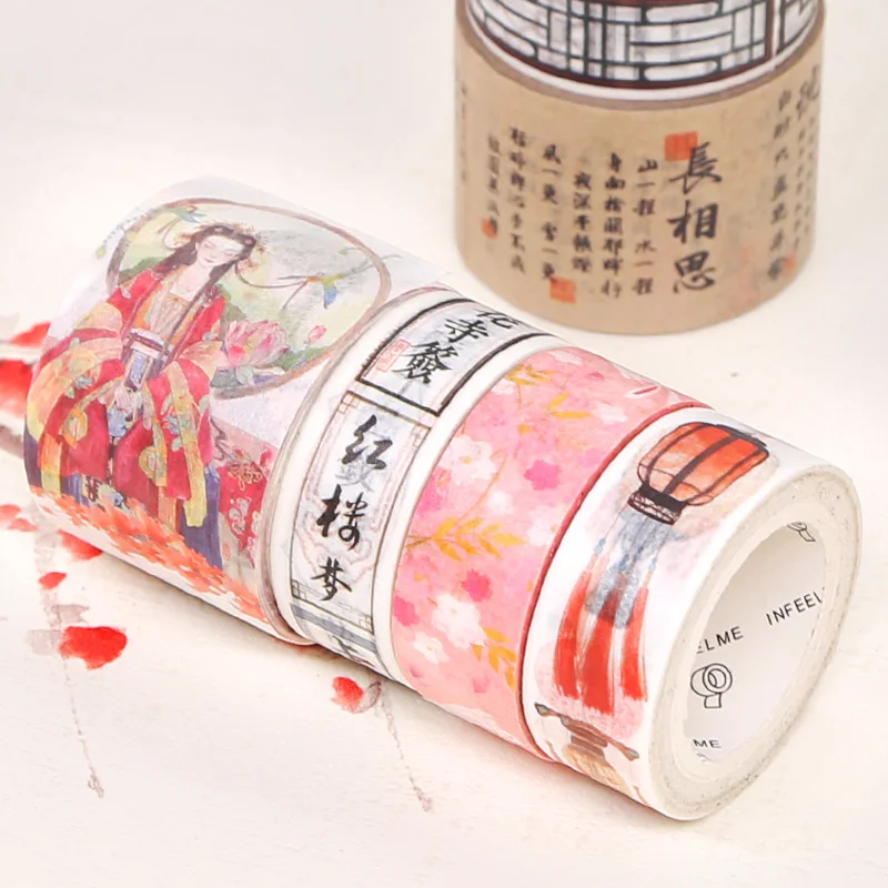 Hefei Tape Hand-book Sticker Vintage Character Classical Chinese Style Printing Plywood Color Cute Material | Канцтовары для офиса