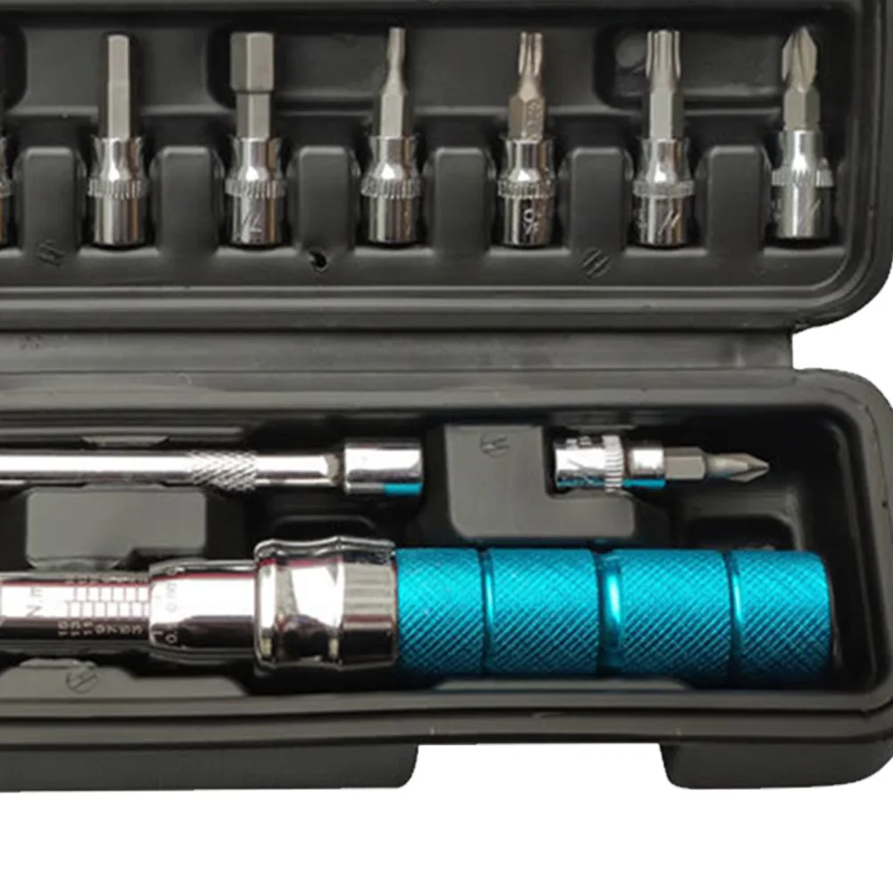 

15pcs Universal Bicycle Repair Tools Mini Adjustable Portable Allen Key Ratchet Socket Durable Manual Spanner Torque Wrench Set