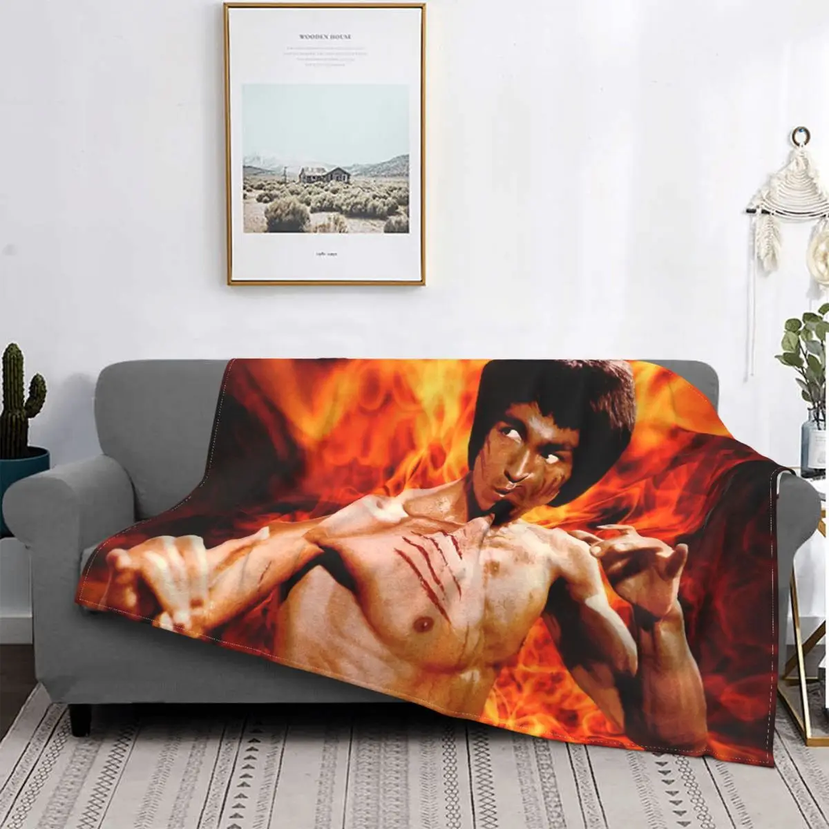 

Bruce Lee Kung Fu Blanket Coral Fleece Printed Muscles Martial Arts Portable Lightweight Throw Blanket for Sofa Couch Bedspread