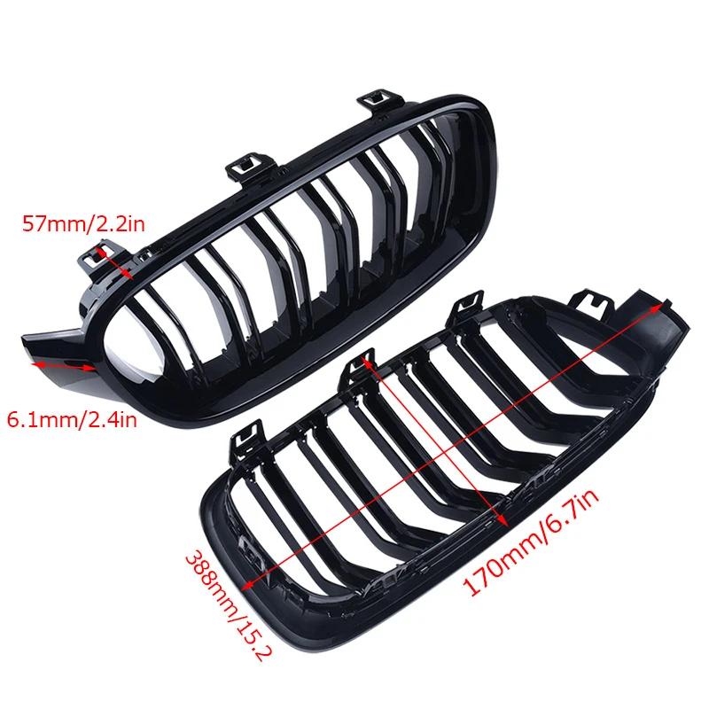 Автомобильная передняя решетка двойная глянцевый черный бампер для BMW 3 серии F30