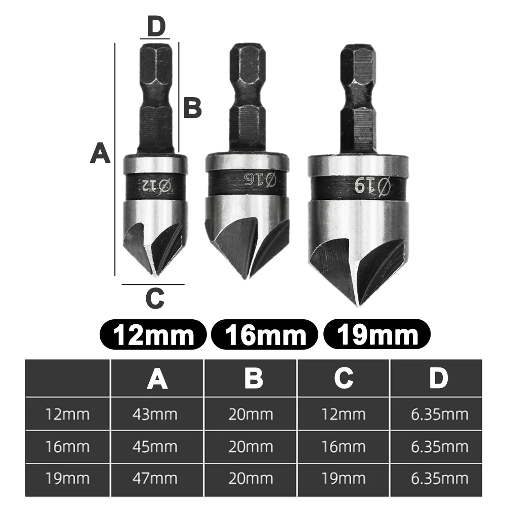 3 шт. шестигранный/круглый быстрорежущей стали сверлильный сверло для дерева
