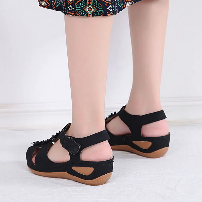 Сандалии женские с цветочным принтом шлепанцы открытым носком ремешок на