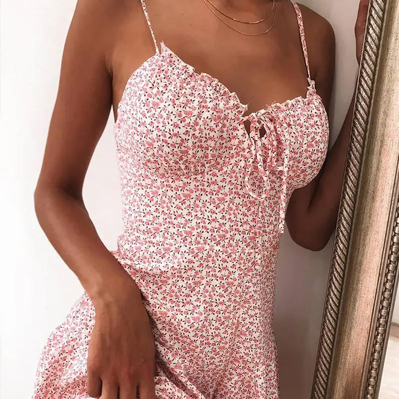 Женское мини платье с цветочным принтом и v образным вырезом женские короткие