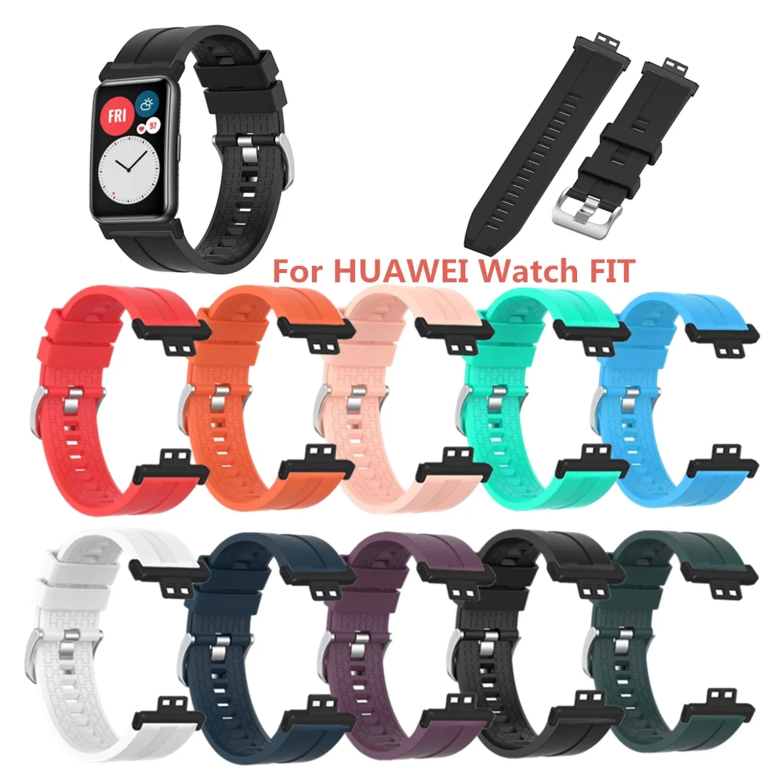 

Silicone Watchband For Huawei Watch FIT Replacement Watch Band Wrist Strap Correa de reloj bracelet de montre pasek do zegarka