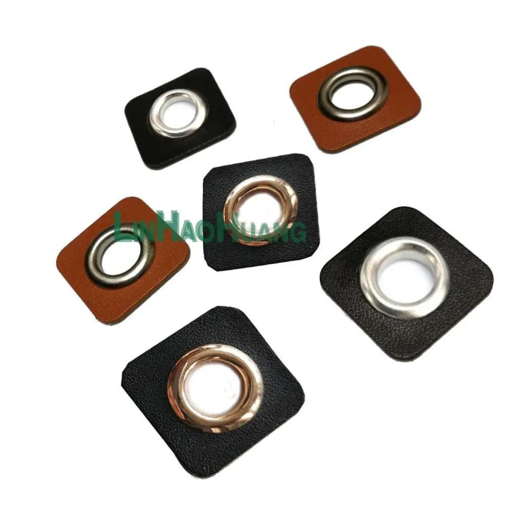 30 шт./лот 25 мм квадратные черные/коричневые Значки из искусственной кожи нашивки +